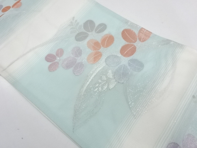 リサイクル　絽紗萩模様織出し袋帯